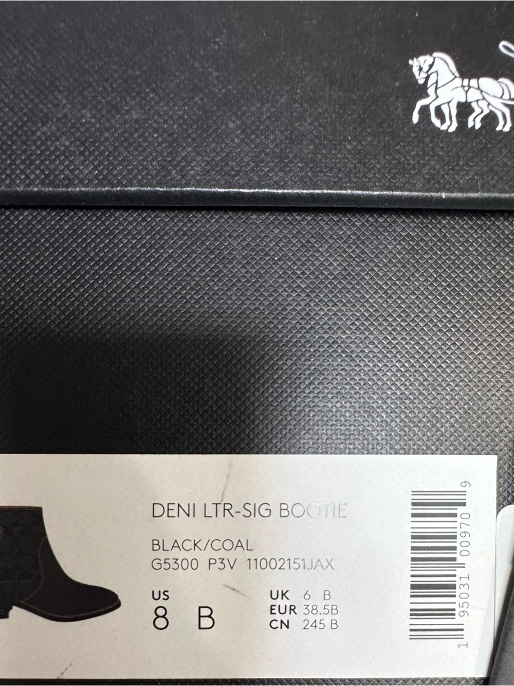 Coach Deni Signature Monogram zip closure Black Leather Booties